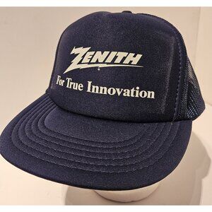 Vintage Zenith Hat Cap Snapback Blue Trucker 90s Y2K Mens